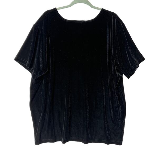 Quacker Factory Women's Velvet Rhinestone Blouse Top Black Size 3X Office Casual - Picture 7 of 9